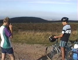 Ryan photographs the views at Black Hill near Crowcombe Park Gate on the Quantocks, 35.5 miles into the ride